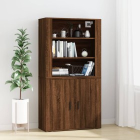 Aparador alto madera contrachapada marrón roble de , Aparadores - Ref: Foro24-3185366, Precio: 151,21 €