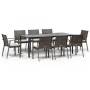 Juego comedor jardín 9 piezas y cojines ratán sintético y acero by , Garden sets - Ref: Foro24-3186998, Price: 773,52 €, Disc...