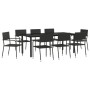 Juego de comedor de jardín 9 pzas ratán sintético y acero negro by , Garden sets - Ref: Foro24-3203287, Price: 378,54 €, Disc...