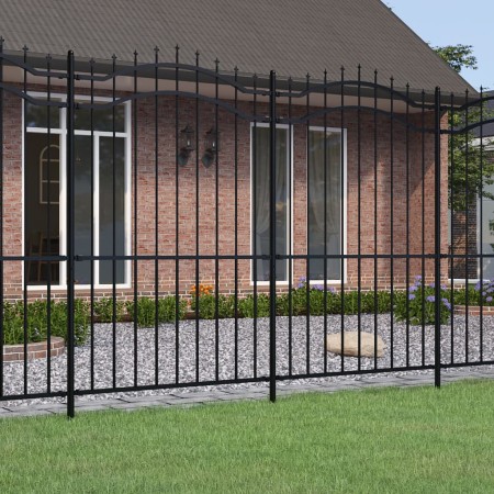 Valla de jardín con punta de lanza acero recubierto negro 222cm von , Zaunpaneele - Ref: Foro24-151083, Preis: 202,40 €, Raba...