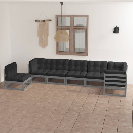Gartenmöbel-Set 7-teilig und Kissen aus massivem Kiefernholz von vidaXL, Gartensets - Ref: Foro24-3076646, Preis: 661,29 €, R...