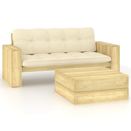 Set muebles de jardín y cojines 2 pzas madera pino impregnada de , Conjuntos de jardín - Ref: Foro24-3065779, Precio: 490,92 ...