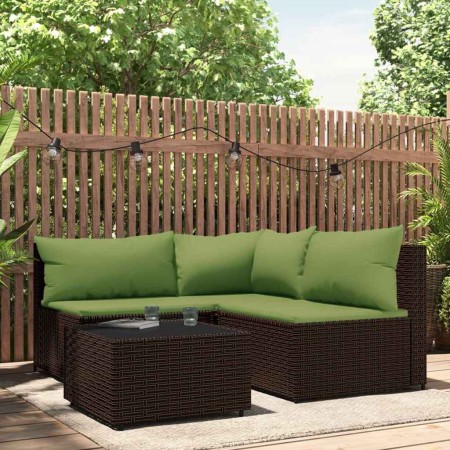Set muebles de jardín 4 piezas y cojines ratán sintético marrón by , Outdoor sofas - Ref: Foro24-319829, Price: 325,59 €, Dis...
