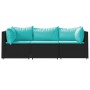 Set de muebles de jardín 3 pzas y cojines ratán sintético negro von , Outdoor-Sofas - Ref: Foro24-319798, Preis: 220,44 €, Ra...