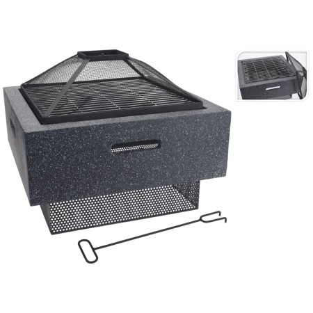 ProGarden Brasero con parrilla cuadrado gris oscuro 52,5x52,5x18,5 cm de , Chimeneas - Ref: Foro24-436229, Precio: 157,69 €, ...