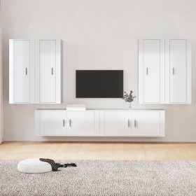 Set de muebles de TV 6 pzas madera contrachapada blanco brillo de , Muebles TV - Ref: Foro24-3188864, Precio: 422,24 €, Descu...