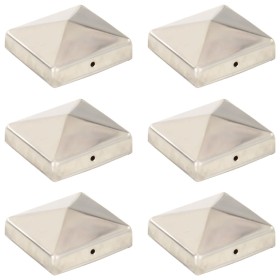 Tapas piramidales postes valla 6 uds acero inoxidable 81x81 mm by , Accessories for gates and fences - Ref: Foro24-145486, Pr...