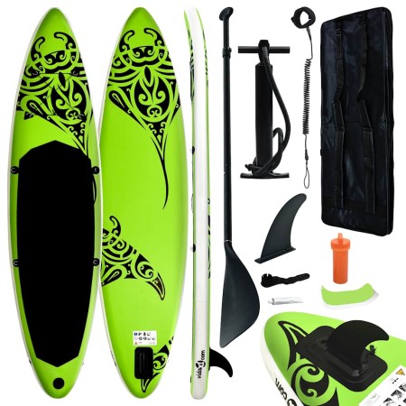 Juego de tabla de paddle surf hinchable verde 320x76x15 cm de , Paddleboards - Ref: Foro24-92741, Precio: 205,51 €, Descuento: %