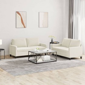 Juego de sofás con cojines 2 piezas terciopelo crema by , Sofas - Ref: Foro24-3201504, Price: 488,97 €, Discount: %