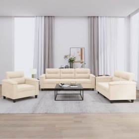Juego de sofás con cojines 3 piezas tela microfibra beige von , Sofas - Ref: Foro24-3202295, Preis: 771,59 €, Rabatt: -5%%