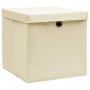 Cajas de almacenaje con tapas 4 uds crema 28x28x28 cm von , Aufbewahrungskörbe - Ref: Foro24-325216, Preis: 28,63 €, Rabatt: %