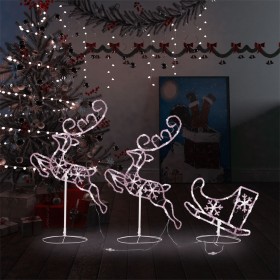 Renos voladores y trineo blanco cálido 260x21x87 cm von , Weihnachtsbeleuchtung - Ref: Foro24-328509, Preis: 70,03 €, Rabatt:...