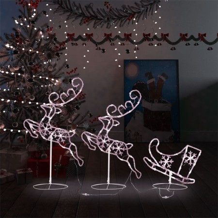 Renos voladores y trineo blanco cálido 260x21x87 cm by , Christmas lights - Ref: Foro24-328509, Price: 71,40 €, Discount: %