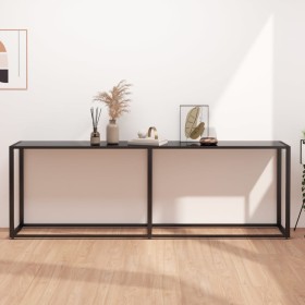 Mesa consola vidrio templado negro 220x35x75,5 cm by , Side tables - Ref: Foro24-331691, Price: 108,33 €, Discount: %