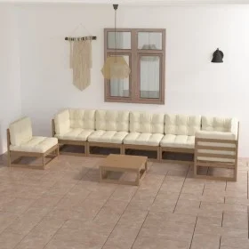Garden furniture 8 pieces and cushions solid pine wood by vidaXL, Garden sets - Ref: Foro24-3076652, Price: 786,23 €, Discoun...