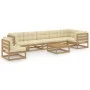Muebles de jardín 8 pzas y cojines madera maciza pino de vidaXL, Conjuntos de jardín - Ref: Foro24-3076652, Precio: 785,24 €,...