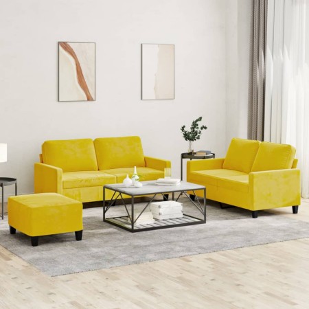 Juego de sofás con cojines 3 piezas terciopelo amarillo by , Sofas - Ref: Foro24-3201512, Price: 507,80 €, Discount: %