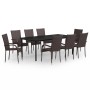 Juego de comedor para jardín 9 piezas marrón y negro by , Garden sets - Ref: Foro24-3099388, Price: 592,16 €, Discount: %