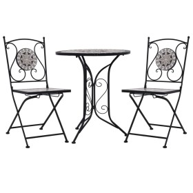 Set mesa y sillas bistró mosaico 3 pzas baldosa cerámica gris von , Gartensets - Ref: Foro24-279690, Preis: 267,42 €, Rabatt:...