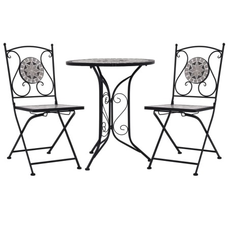Set mesa y sillas bistró mosaico 3 pzas baldosa cerámica gris von , Gartensets - Ref: Foro24-279690, Preis: 262,74 €, Rabatt: %
