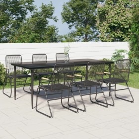 Juego de comedor para jardín 7 piezas ratán PVC negro de , Conjuntos de jardín - Ref: Foro24-3099219, Precio: 541,67 €, Descu...