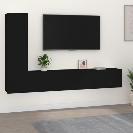 Set de muebles para TV 4 piezas madera contrachapada negro von , TV-Möbel - Ref: Foro24-3114311, Preis: 144,39 €, Rabatt: -5%%