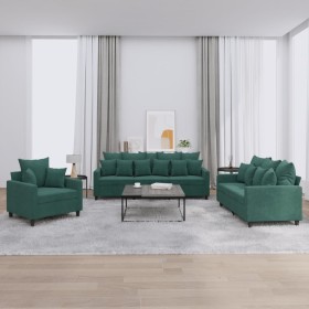 Juego de sofás con cojines 3 piezas terciopelo verde oscuro de , Sofás - Ref: Foro24-3201682, Precio: 597,30 €, Descuento: %