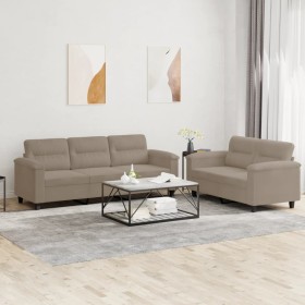 Juego de sofás con cojines 2 piezas tela microfibra taupe de , Sofás - Ref: Foro24-3202338, Precio: 601,37 €, Descuento: -5%%