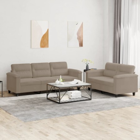 Juego de sofás con cojines 2 piezas tela microfibra taupe von , Sofas - Ref: Foro24-3202338, Preis: 601,37 €, Rabatt: -5%%