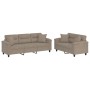 Juego de sofás con cojines 2 piezas tela microfibra gris taupe by , Sofas - Ref: Foro24-3202350, Price: 609,99 €, Discount: %
