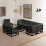 Gartenmöbel-Set 9-teilig und Kissen aus massivem Kiefernholz von vidaXL, Gartensets - Ref: Foro24-3076683, Preis: 967,37 €, R...