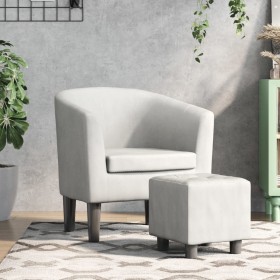 Sillón con taburete cuero sintético blanco de , Sillones - Ref: Foro24-356494, Precio: 163,62 €, Descuento: -5%%
