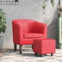 Sillón con taburete cuero sintético rojo by , Armchairs - Ref: Foro24-356496, Price: 166,48 €, Discount: %
