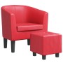 Sillón con taburete cuero sintético rojo by , Armchairs - Ref: Foro24-356496, Price: 166,48 €, Discount: %