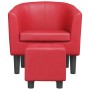Sillón con taburete cuero sintético rojo by , Armchairs - Ref: Foro24-356496, Price: 166,48 €, Discount: %