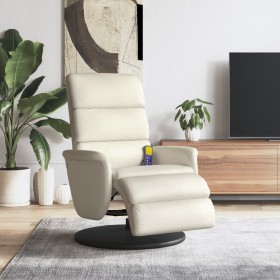 Sillón reclinable masaje con reposapiés cuero sintético crema by , Armchairs - Ref: Foro24-356725, Price: 241,50 €, Discount: %