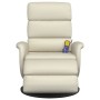 Sillón reclinable masaje con reposapiés cuero sintético crema by , Armchairs - Ref: Foro24-356725, Price: 241,50 €, Discount: %