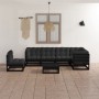 Juego de muebles de jardín 7 pzas y cojines madera maciza pino