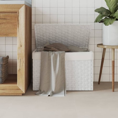 Cesto ropa sucia con tapa ratán sintético blanco 55,5x35x34 cm by , Laundry baskets - Ref: Foro24-372053, Price: 62,68 €, Dis...