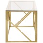 Mesa de centro dorada acero inoxidable y vidrio templado de , Mesas de centro - Ref: Foro24-349938, Precio: 188,54 €, Descuen...