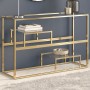 Mesa consola acero inoxidable dorado y vidrio templado by , console tables - Ref: Foro24-350002, Price: 220,70 €, Discount: %