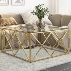 Mesa de centro dorada acero inoxidable y vidrio templado von , Couchtisch - Ref: Foro24-349978, Preis: 275,35 €, Rabatt: %