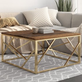 Mesa de centro de acero inoxidable dorado y madera maciza von , Couchtisch - Ref: Foro24-349950, Preis: 198,69 €, Rabatt: %