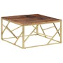 Mesa de centro de acero inoxidable dorado y madera maciza de , Mesas de centro - Ref: Foro24-349950, Precio: 219,83 €, Descue...