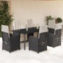 Set de comedor de jardín 7 pzas y cojines ratán sintético negro de , Conjuntos de jardín - Ref: Foro24-3212526, Precio: 999,81 €