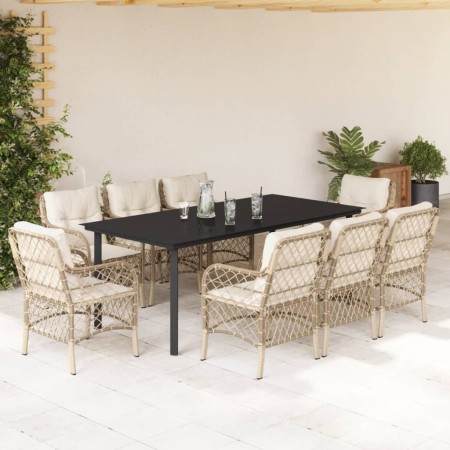 Set comedor de jardín 9 pzas con cojines ratán sintético beige von , Gartensets - Ref: Foro24-3212151, Preis: 1,00 €, Rabatt: %
