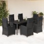 Set de comedor de jardín 7 pzas y cojines ratán sintético negro by , Garden sets - Ref: Foro24-3212759, Price: 1,00 €, Discou...