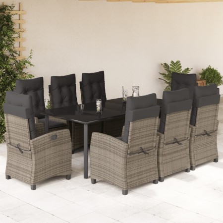 Set comedor jardín 9 pzas y cojines ratán sintético gris by , Garden sets - Ref: Foro24-3212800, Price: 1,00 €, Discount: %