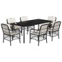 Set de comedor de jardín 7 pzas y cojines ratán sintético negro by , Garden sets - Ref: Foro24-3212094, Price: 710,65 €, Disc...
