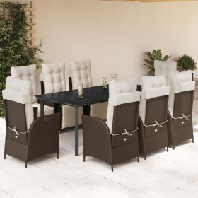 Set comedor para jardín 9 pzas y cojines ratán sintético marrón von , Gartensets - Ref: Foro24-3213419, Preis: 1,00 €, Rabatt...